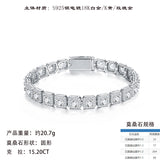 嘻哈方形S925纯银莫桑石手链轻奢时尚个性搭配饰品男女款