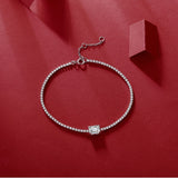 精工纯银925银镀白金适合日常佩戴轻奢莫桑石手链女