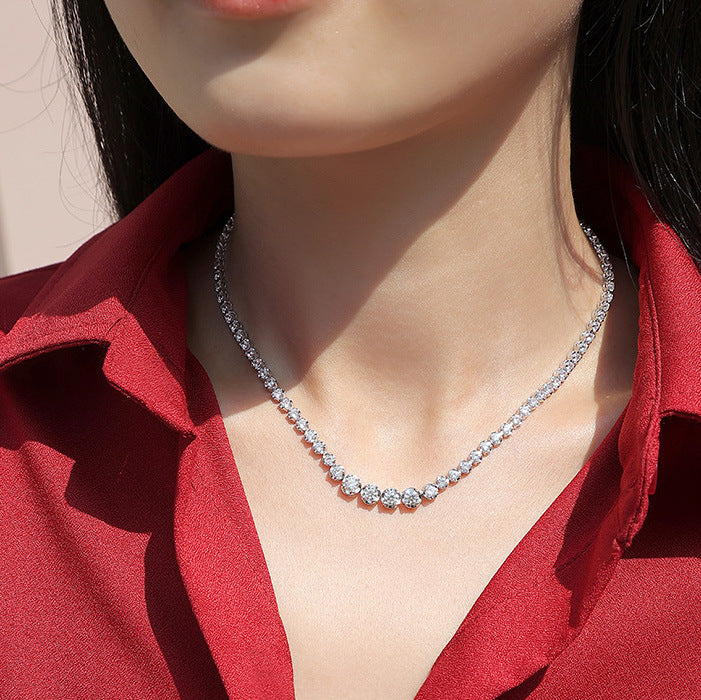 s925银莫桑石以光之名项链网球项链窜珠项链