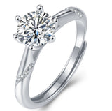 莫桑石六爪轻奢开口戒指纯银时尚