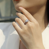 S925银莫桑石轻奢戒指純銀铂金精工男女生指圈