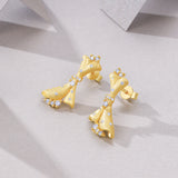 时尚流行意大利拉丝工艺小裙子耳环S925纯银耳环女复古宫廷风耳饰