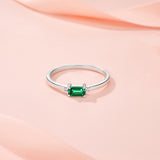 新款S925纯银八角形祖母绿戒指女轻奢时尚简约指环