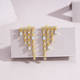 S925纯银法式流苏耳环项链轻奢百搭精致时尚金色耳坠