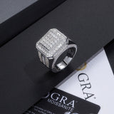 嘻哈风莫桑石男戒 925纯银夸张设计大号男士戒指全莫桑戒指