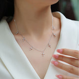 s925银莫桑石十字架吊坠项小众项链