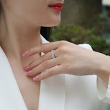 流苏新款S925纯银双排莫桑石戒子饰品时尚百搭男指