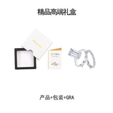 S925纯银D色莫桑石电镀18k白金闭口戒指叠戴婚戒套戒