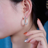 冷淡风气质小众圆圈耳扣双排莫桑石耳环饰品简约百搭耳饰女