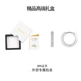 S925银单排镶耳环女镶莫桑石耳扣时尚百搭耳饰品