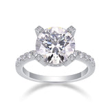 精工镶嵌大克拉戒指闪耀时尚S925银莫桑石闭口