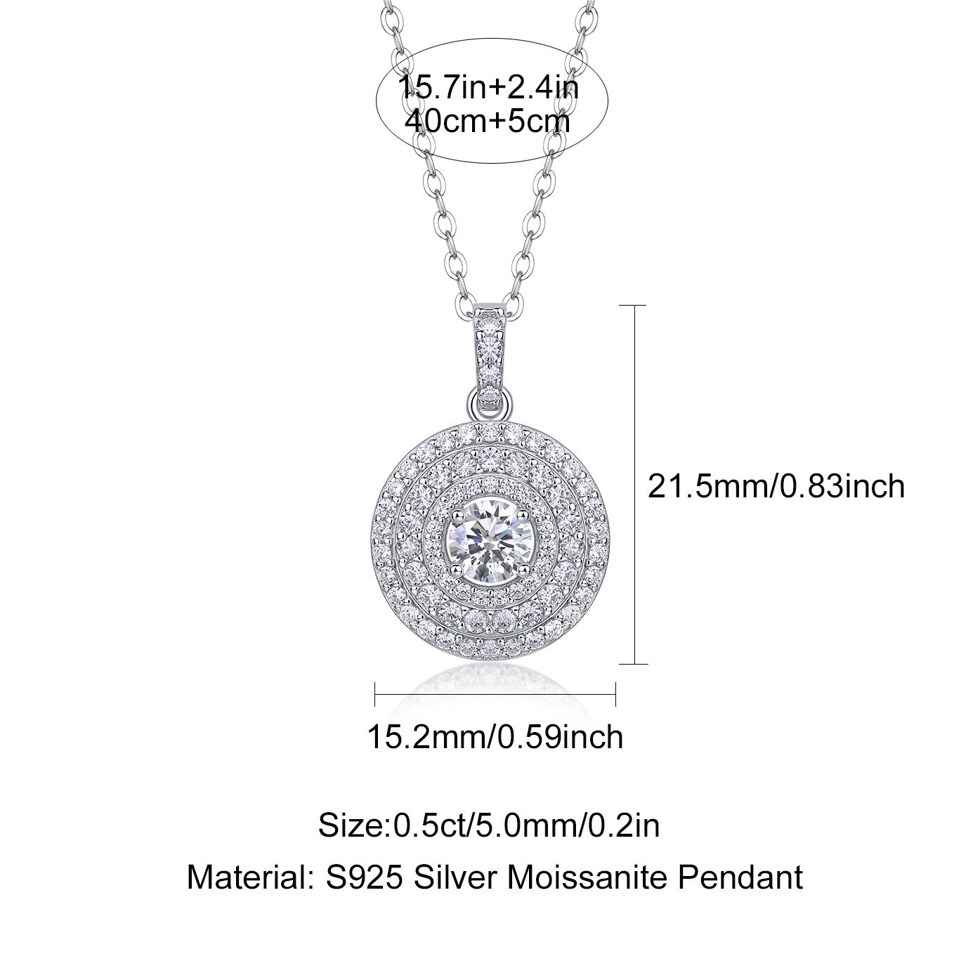 满镶气质s925银莫桑石吊坠项链纯银项链女