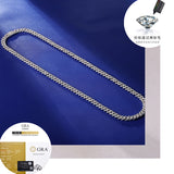 古巴链 s925银D色莫桑石K白/K黄8mm古巴项链