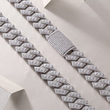 街头嘻哈大项链s925纯银莫桑石电镀白金古男生巴项链男