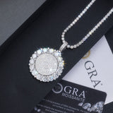 S925纯银镶嵌莫桑嘻哈吊坠个性搞怪大号夸张可穿网球链项坠