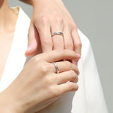 共渡爱河s999纯银戒指简约轻奢微镶莫桑石足银情侣指环情人节对戒