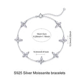 可调节四叶草电镀18K白金手链 热销s925纯银莫桑石手链女