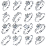 莫桑石六爪轻奢开口戒指纯银时尚