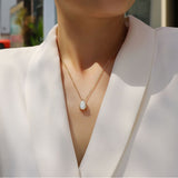 电镀18k黄 梨形s925纯银莫桑石吊坠项链