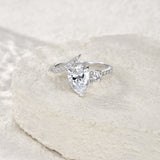 外梨形7*10mm纯银莫桑石戒指简约轻奢几何指环女