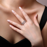 S925纯银精致戒指嘻哈风线条缠绕指环百搭拉丝银色闪亮女戒