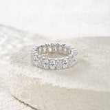 新款S925纯银椭圆蛋形满圈戒指戒莫桑石时尚百搭指环银饰女