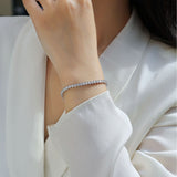 S925银莫桑石手链电镀18k金心形网球手链