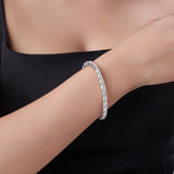 货源男女情侣款时尚银镶莫桑石手链 潮流百搭手镯