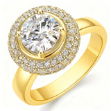 网红圆包造型戒指微镶D色莫桑石个性时尚饰婚戒