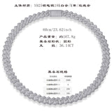 街头嘻哈大项链s925纯银莫桑石电镀白金古男生巴项链男