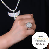 TikTok 时尚新款925戒指纯银莫桑石嘻哈男戒