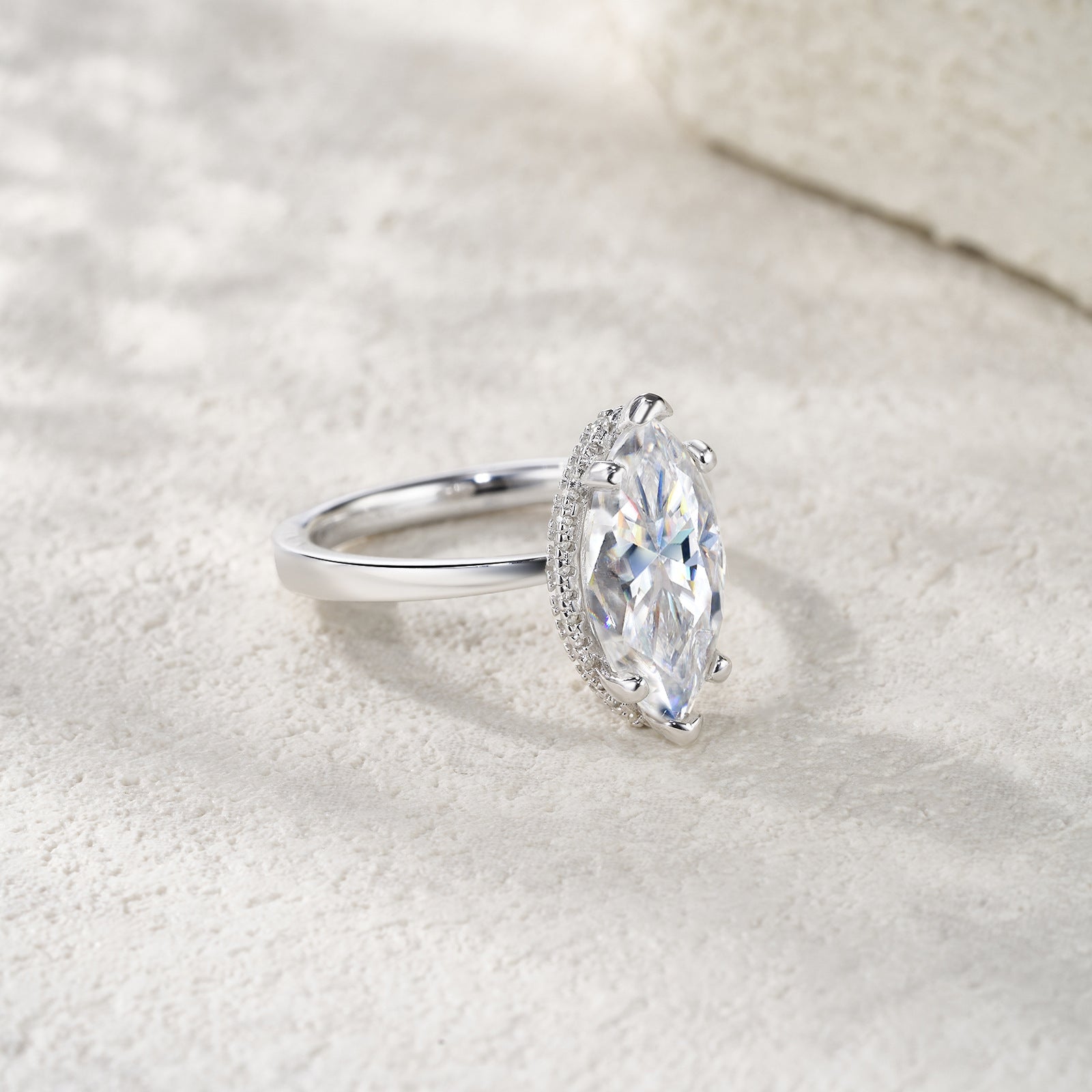 外新款S925纯银莫桑石戒指简约小众设计款马眼精致轻奢