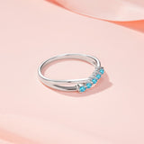 新品S925纯银蓝托帕石戒指优雅简约时尚叠戴细圈指环女款