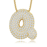 26个字母莫桑石项链925纯银夸张18K金链英文吊坠吊坠