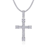 新款S925银莫桑石嘻哈十字架吊坠潮流时尚百搭项链男