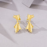 国潮风新款工艺裙摆耳钉S925纯银莫桑点缀个性百搭气质耳饰品女款