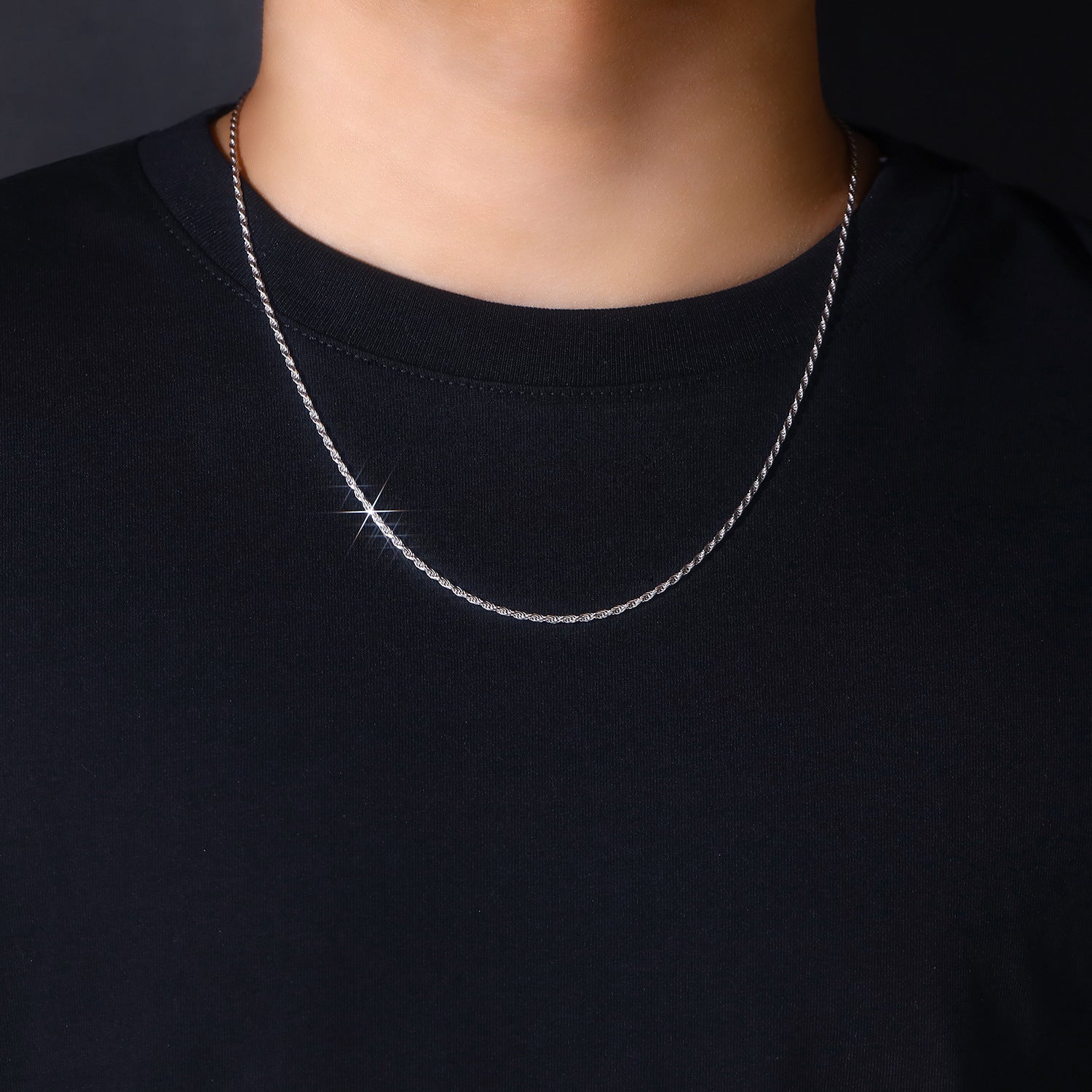 男女百搭单链925纯银项链简约小众项链鏈子百搭素链