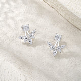 新款S925纯银镶莫桑石耳钉时尚闪亮可爱款设计蝴蝶耳饰品