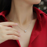 s925纯银莫桑石1克拉项链女轻奢四爪镀pt950莫桑石吊坠