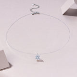 莫桑石18K白金隐形鱼线水滴吊坠锁骨链简约人鱼之泪项链女