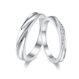共渡爱河s999纯银戒指简约轻奢微镶莫桑石足银情侣指环情人节对戒