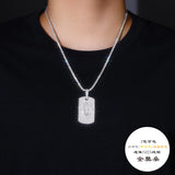 新款S925银满镶莫桑石方形吊坠时尚嘻哈夸张吊坠