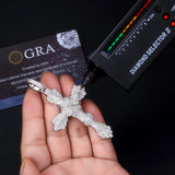 新款S925银时尚潮流十字架纹理项链个性嘻哈风饰品吊坠男