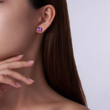 新款S925纯银八角紫晶石耳钉时尚简约轻奢配饰耳环女款