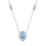 新款S925银蛋形蓝托帕石项链轻奢小众设计百搭锁骨链女