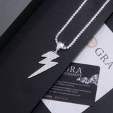 时尚个性创意复古帅气莫桑石吊坠闪电项链男女街头朋克摇滚吊坠