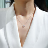 s925银莫桑石幸运四叶草吊坠项链项链