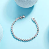 外网球手链S925纯银防过敏D色莫桑石电镀18k白金网球手链