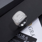 新款嘻哈指环S925纯银电镀白金莫桑石手工镶嵌国王戒指男戒