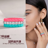 新款莫桑石彩色硅胶叠戴时尚简约批